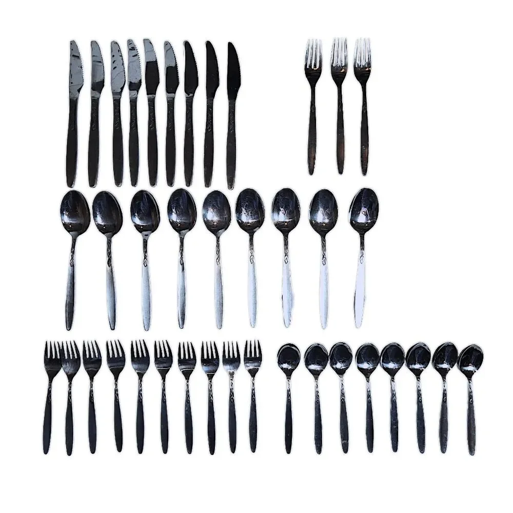 Amefa Holland Tulip Time Mid‎ Century Stainless Steel 39pc. Partial Flatware Set